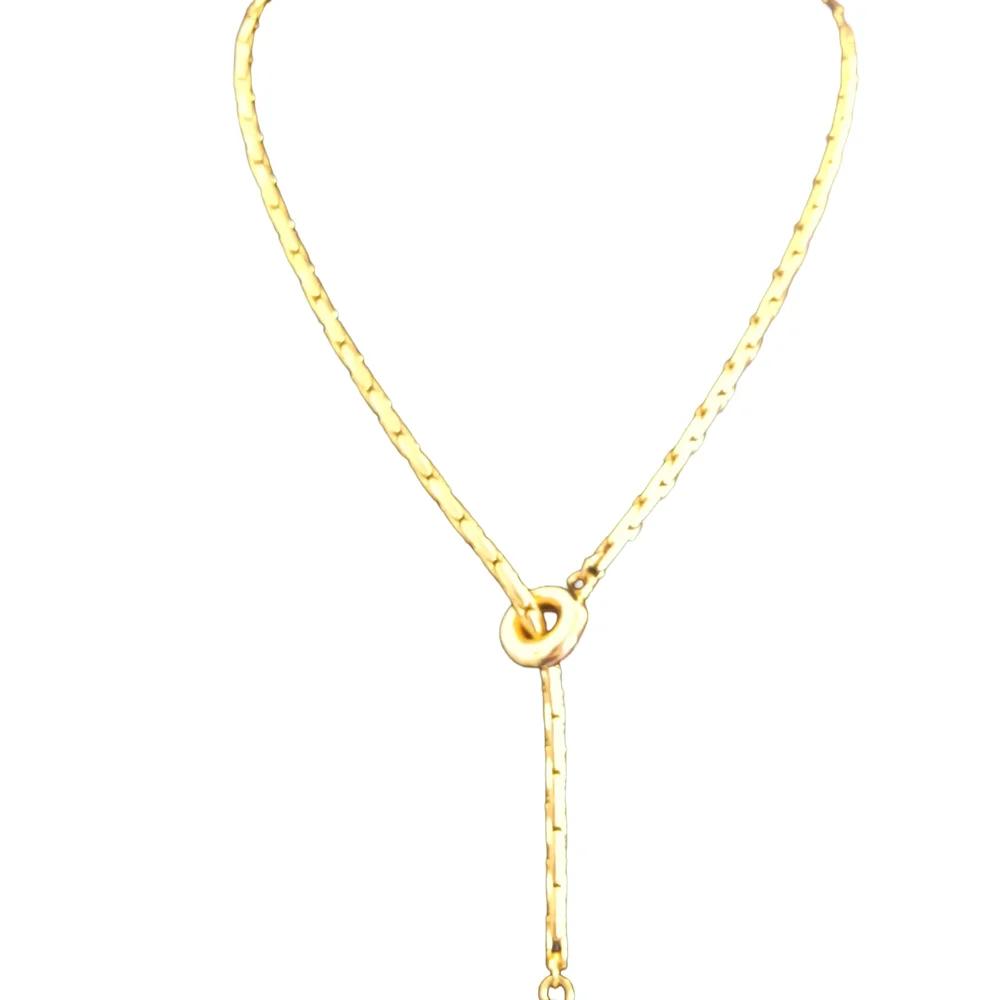 Elegant Shiny Gold Lariat Necklace Adjustable For Comfortable Wear - Picture 2 of 6